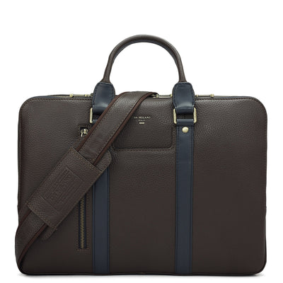 Wax Leather Laptop Bag - Chocolate
