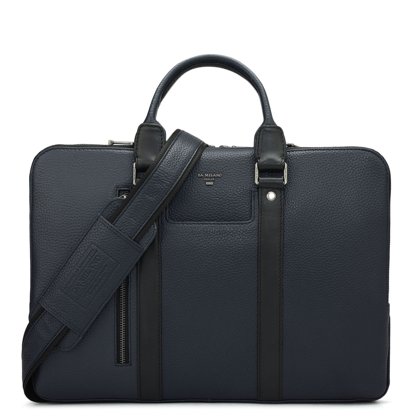 Wax Leather Laptop Bag - Navy
