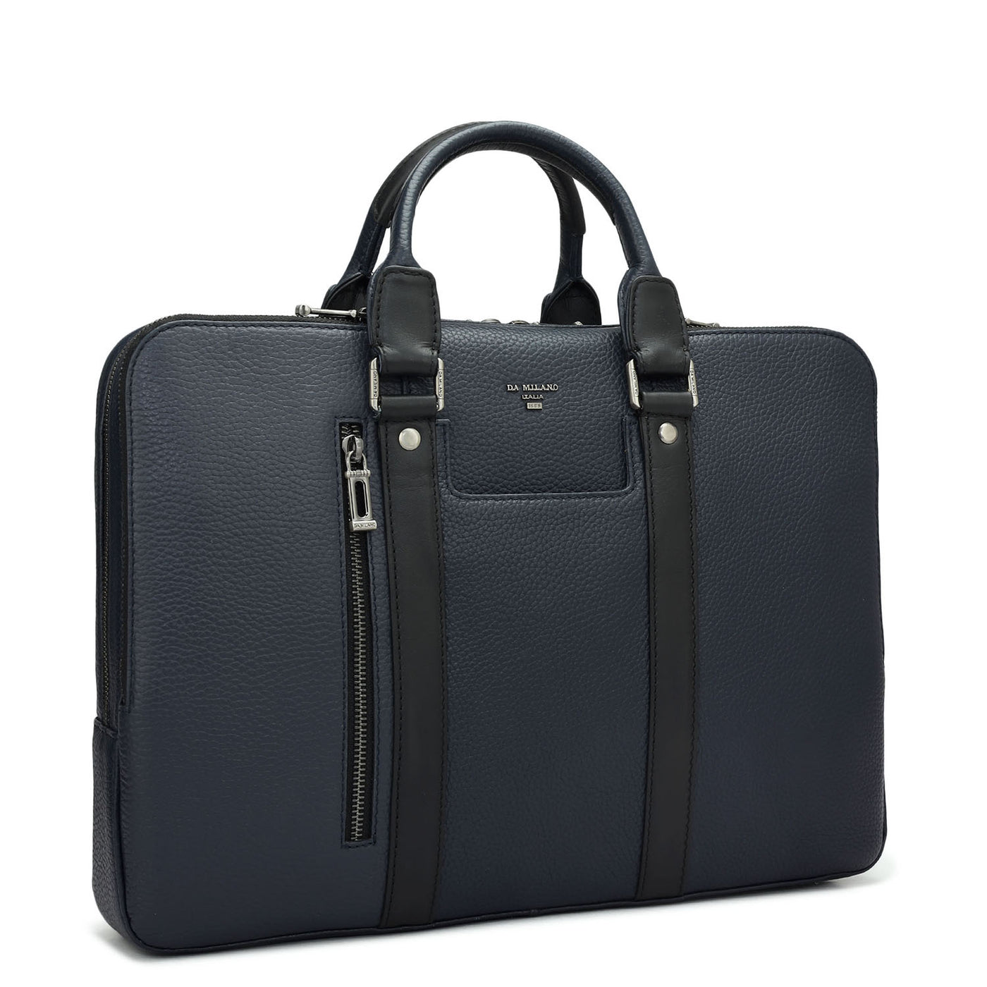 Wax Leather Laptop Bag - Navy