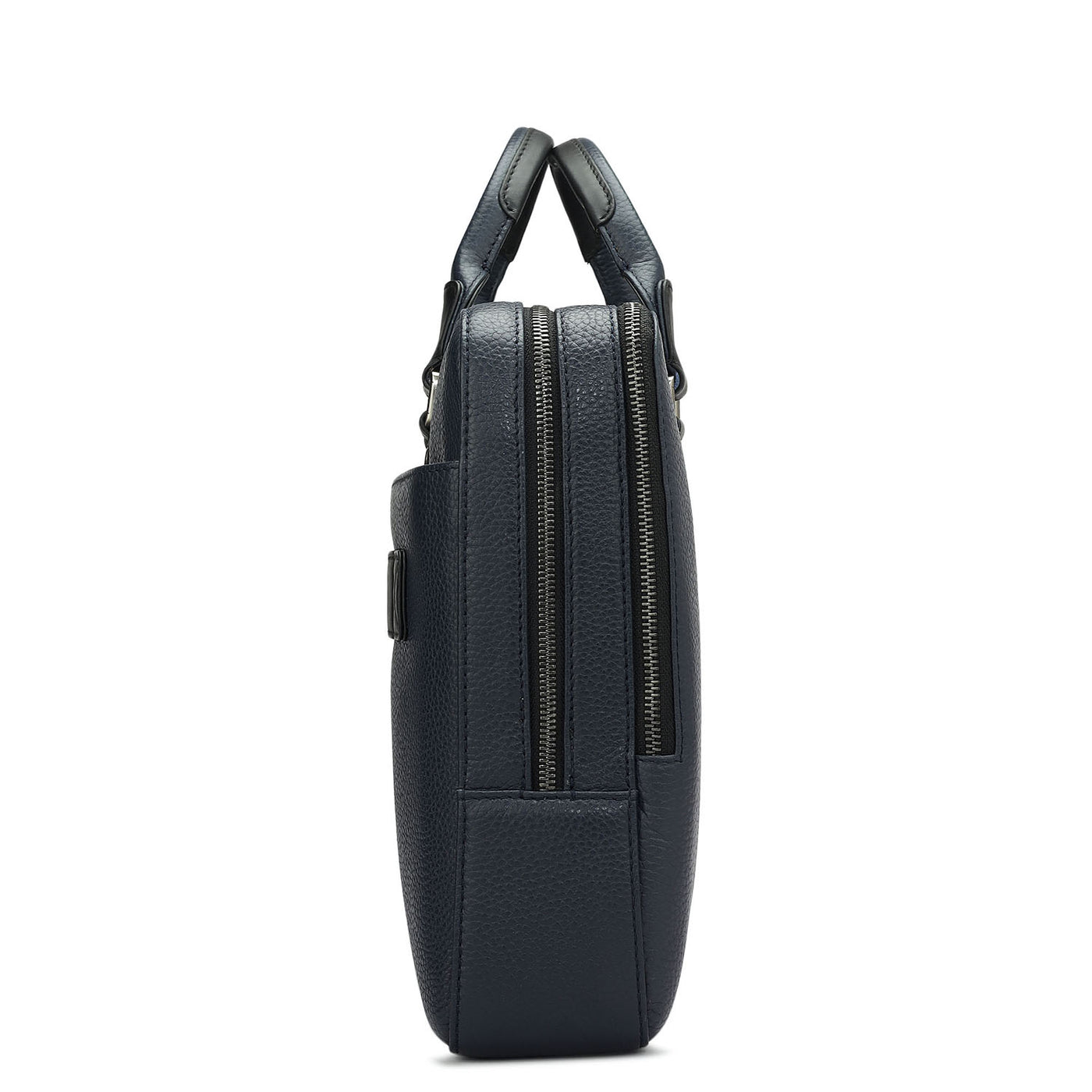 Wax Leather Laptop Bag - Navy