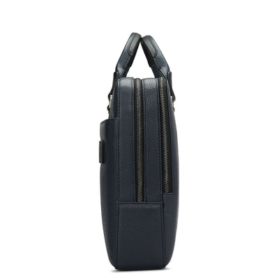 Wax Leather Laptop Bag - Navy