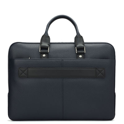 Wax Leather Laptop Bag - Navy
