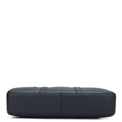 Wax Leather Laptop Bag - Navy