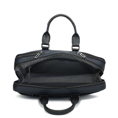Wax Leather Laptop Bag - Navy