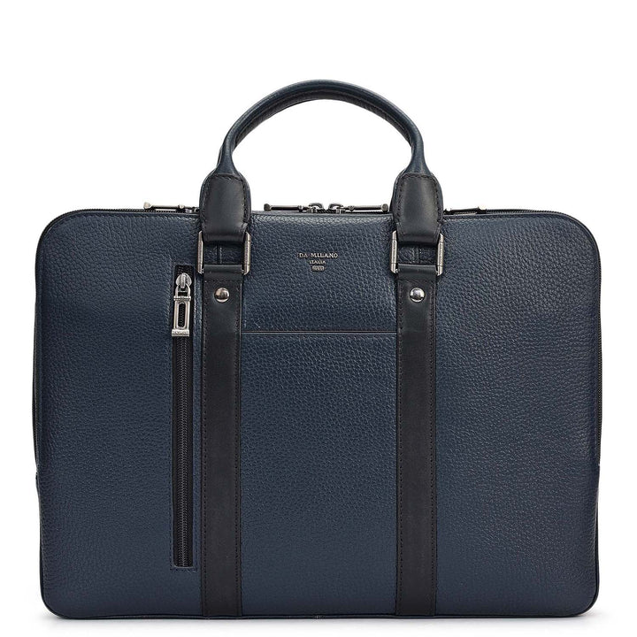 Wax Leather Laptop Bag - Navy