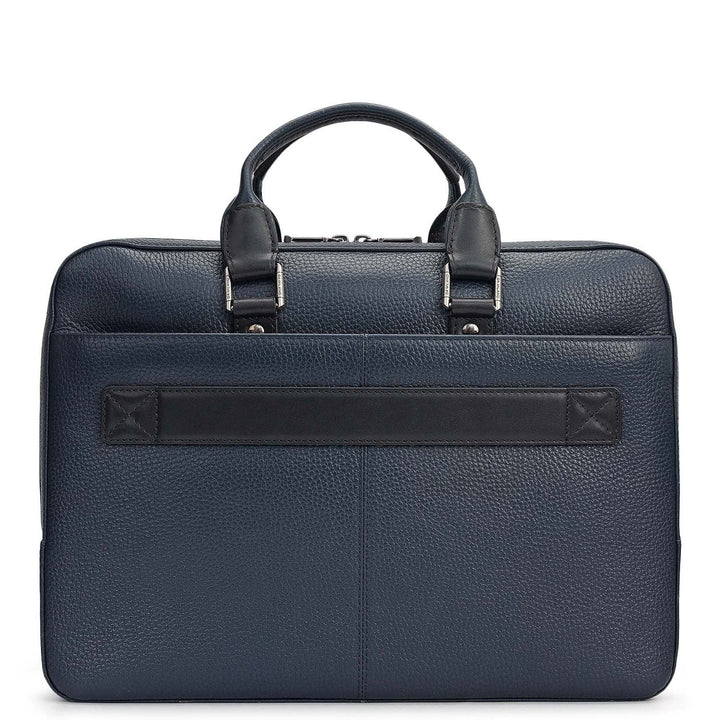 Wax Leather Laptop Bag - Navy