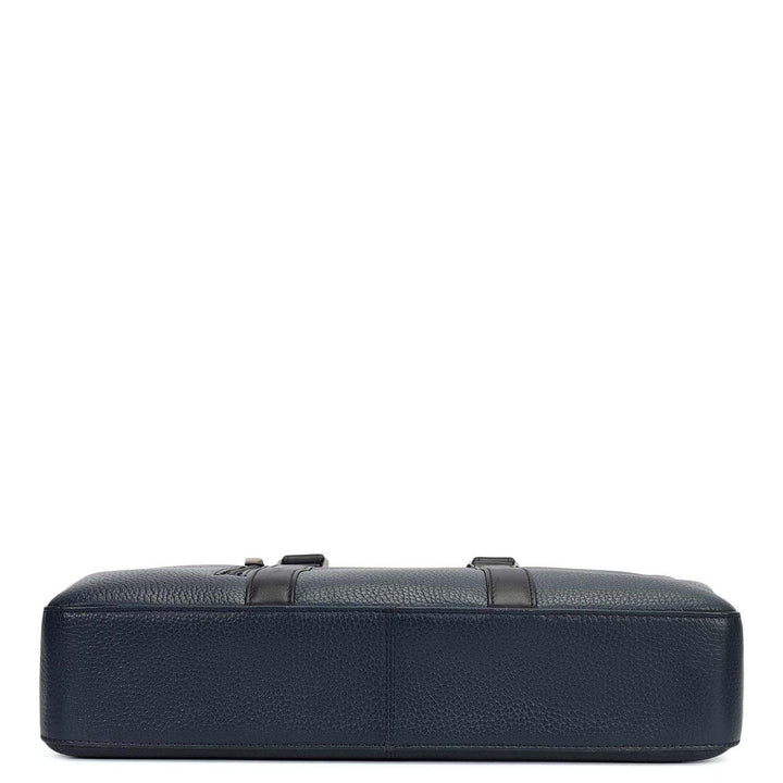 Wax Leather Laptop Bag - Navy