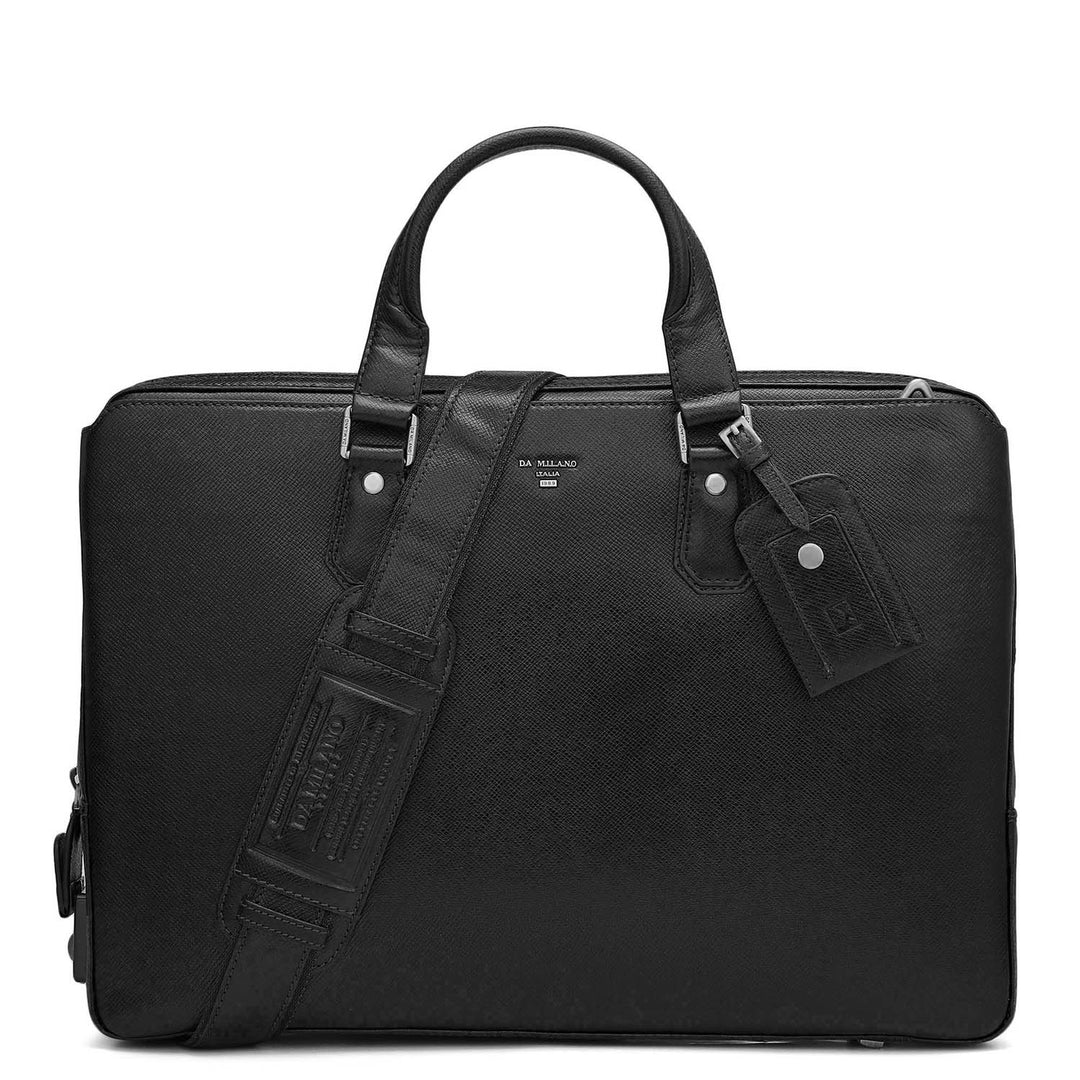 Franzy Leather Laptop Bag Black Da Milano
