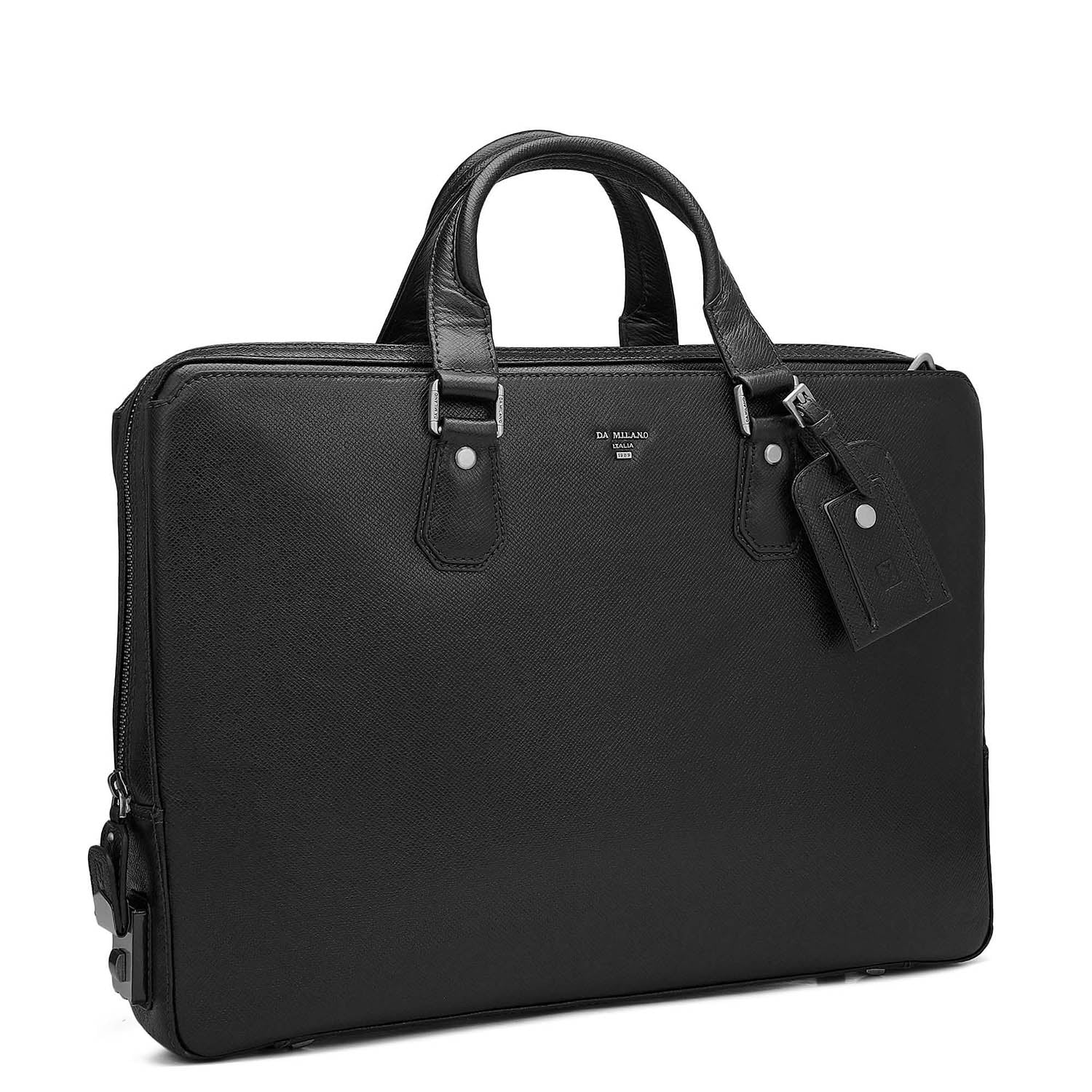 Men’s Leather Bag (DA MILANO) Franzy Leather Laptop Bag - Black – Da Milano