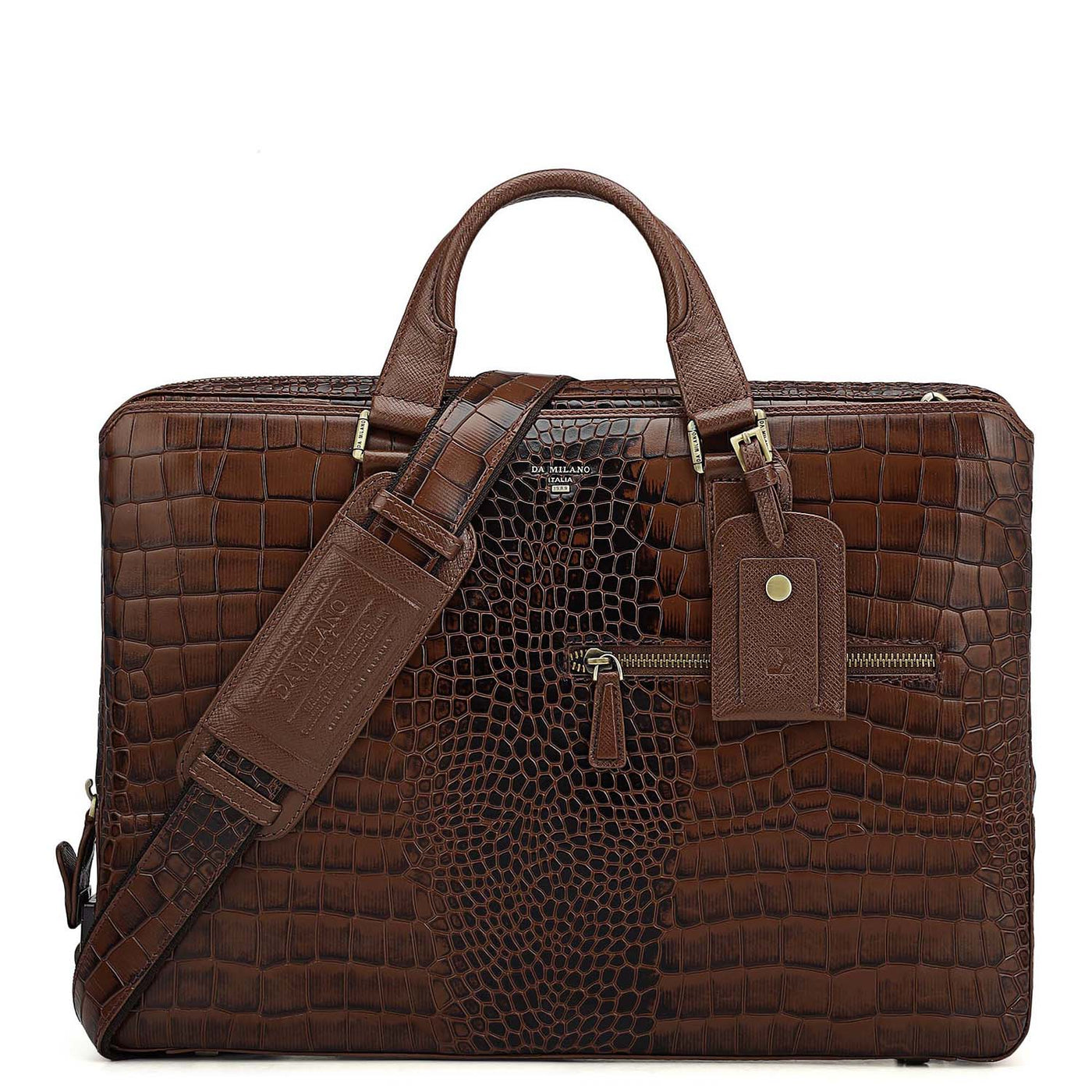 Croco Leather Laptop Bag - Date
