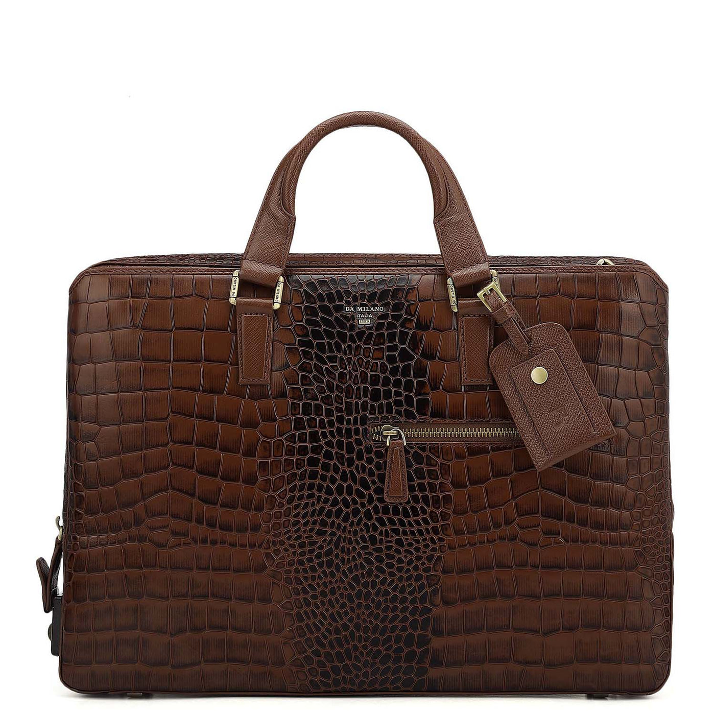 Croco Leather Laptop Bag - Date