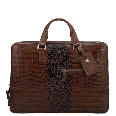 Croco Leather Laptop Bag - Date