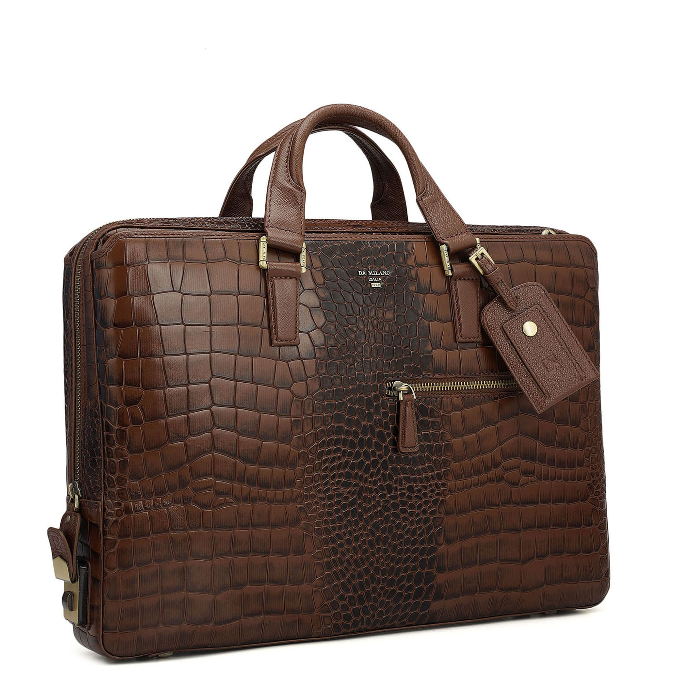 Croco Leather Laptop Bag - Date