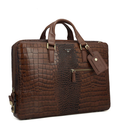 Croco Leather Laptop Bag - Date