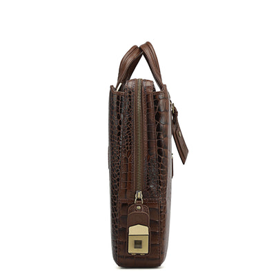Croco Leather Laptop Bag - Date