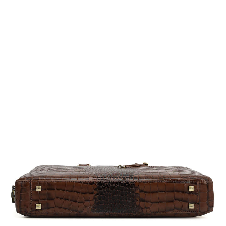 Croco Leather Laptop Bag - Date