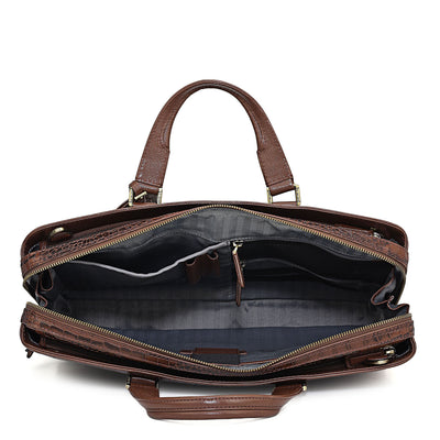 Croco Leather Laptop Bag - Date