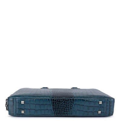 Ocean Croco Leather Laptop Bag - Upto 15"