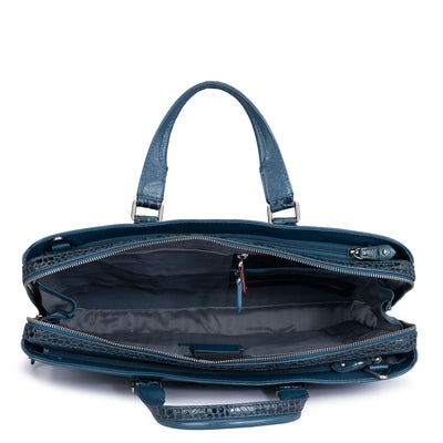 Ocean Croco Leather Laptop Bag - Upto 15"