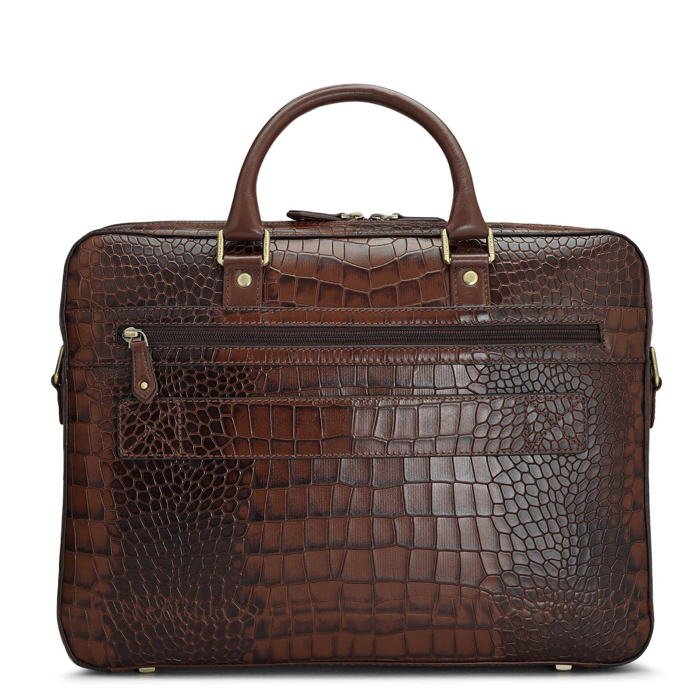Brown Croco Leather Laptop Bag - Upto 15"