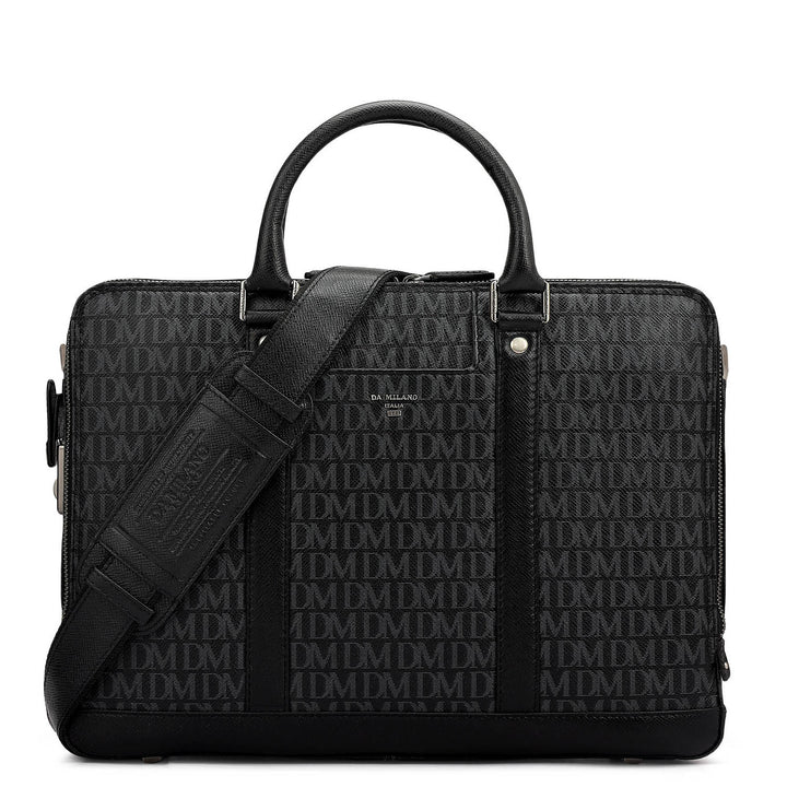 Monogram Franzy Leather Laptop Bag - Black