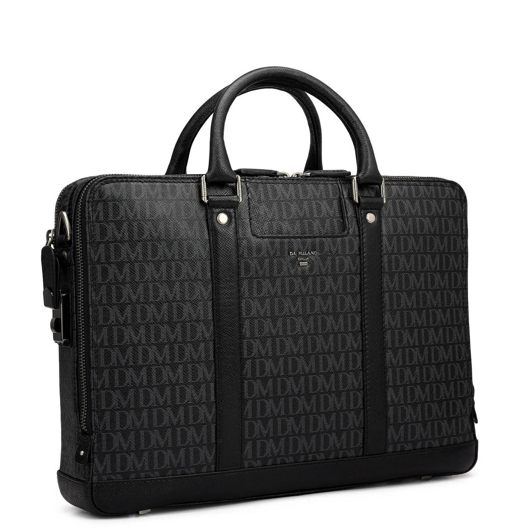 Monogram Franzy Leather Laptop Bag - Black