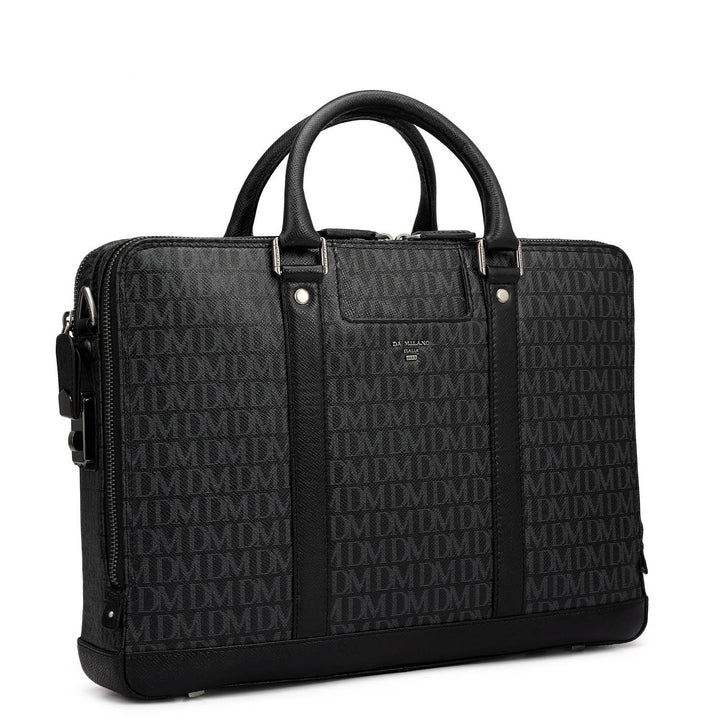 Monogram Franzy Leather Laptop Bag - Black