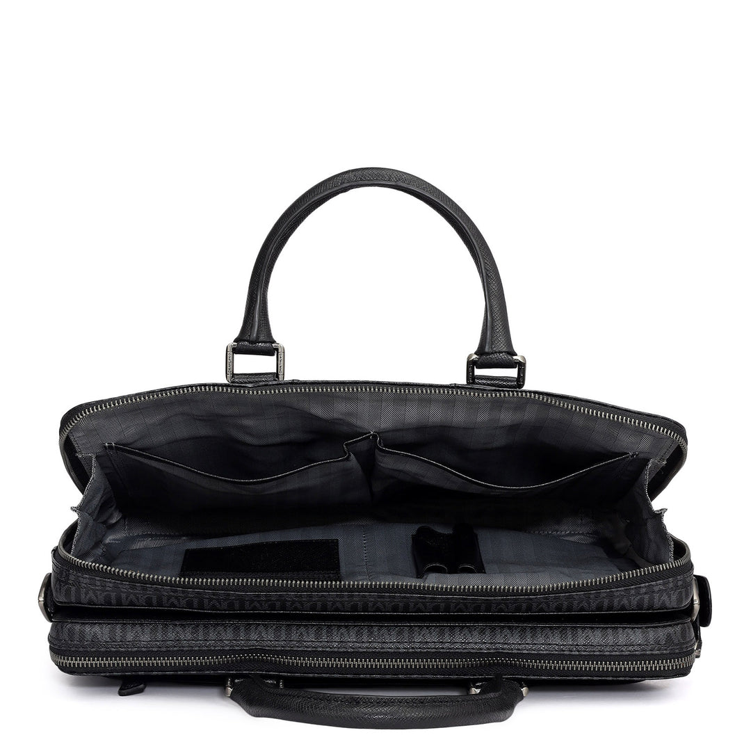 Monogram Franzy Leather Laptop Bag - Black
