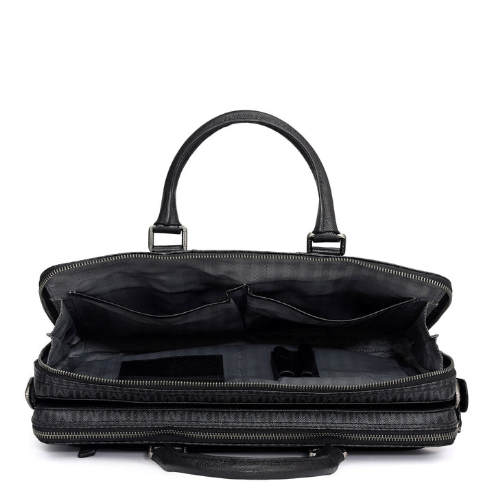 Monogram Franzy Leather Laptop Bag - Black