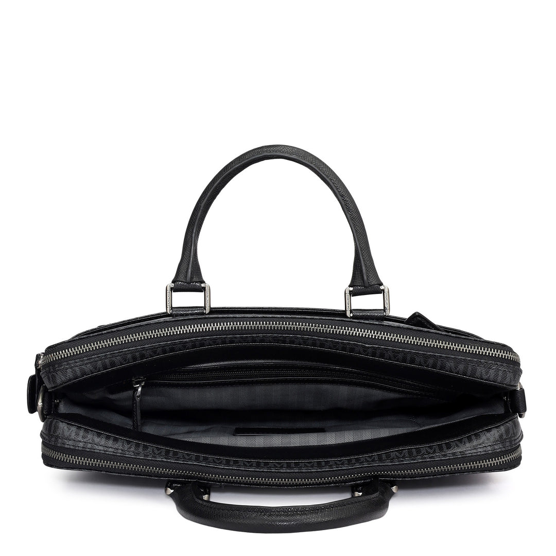 Monogram Franzy Leather Laptop Bag - Black