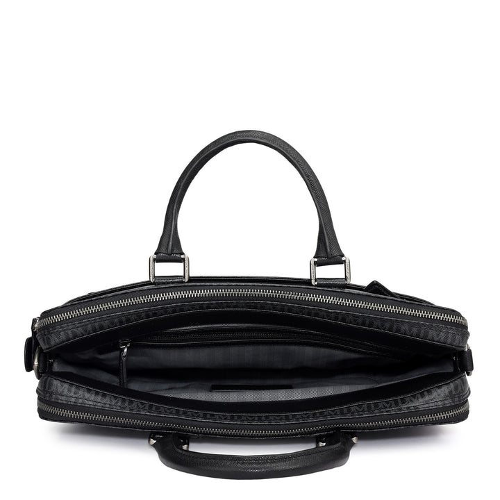 Monogram Franzy Leather Laptop Bag - Black
