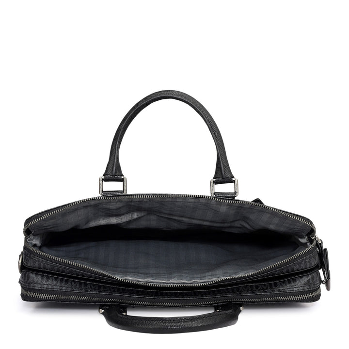 Monogram Franzy Leather Laptop Bag - Black