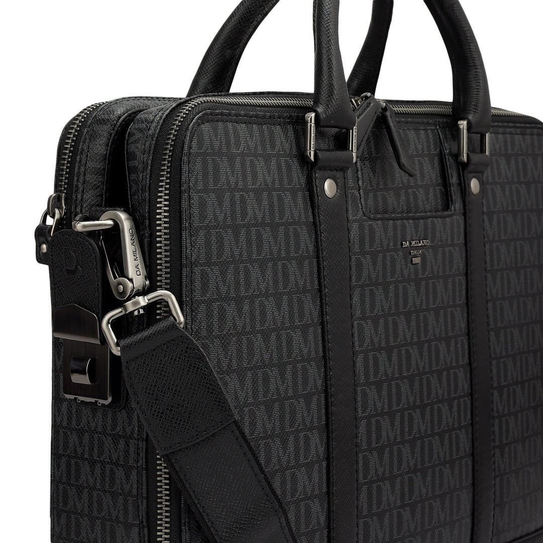 Monogram Franzy Leather Laptop Bag - Black