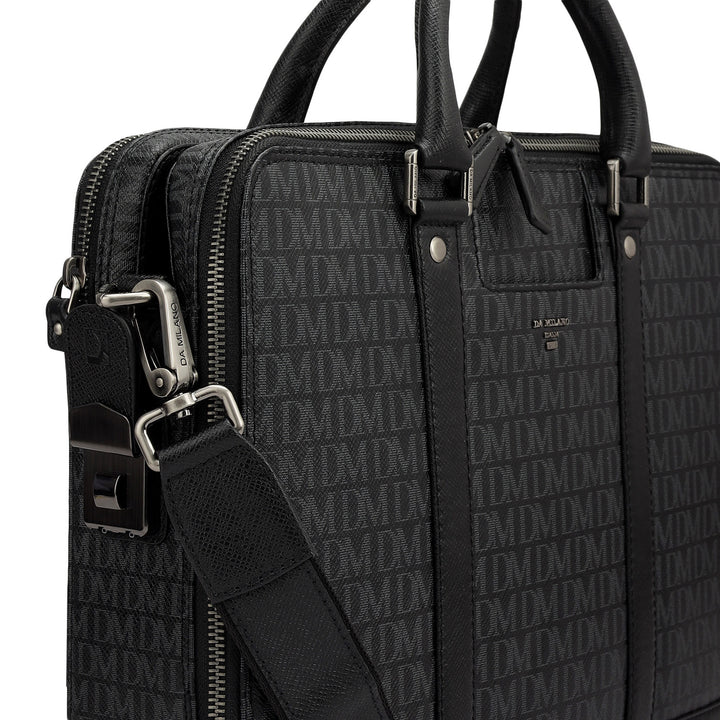 Monogram Franzy Leather Laptop Bag - Black