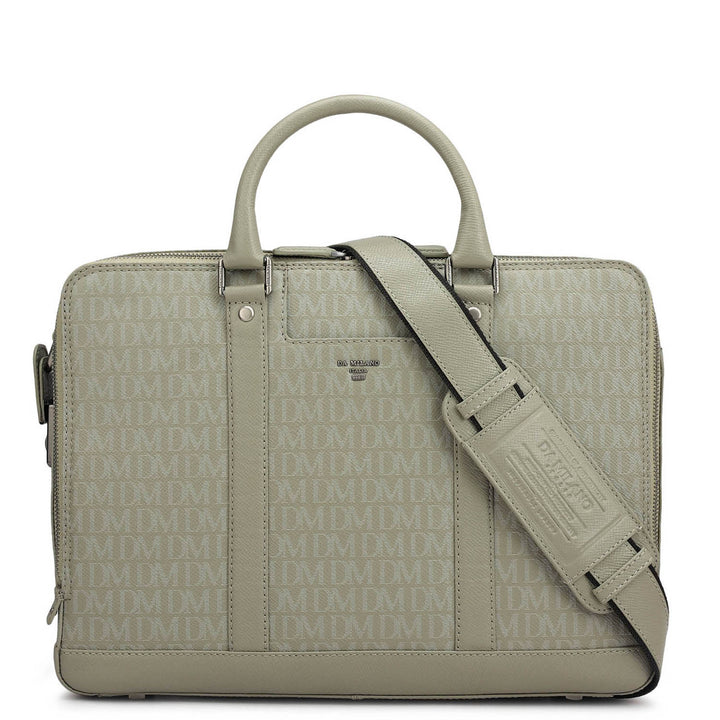 Monogram Franzy Leather Laptop Bag - Stone Grey