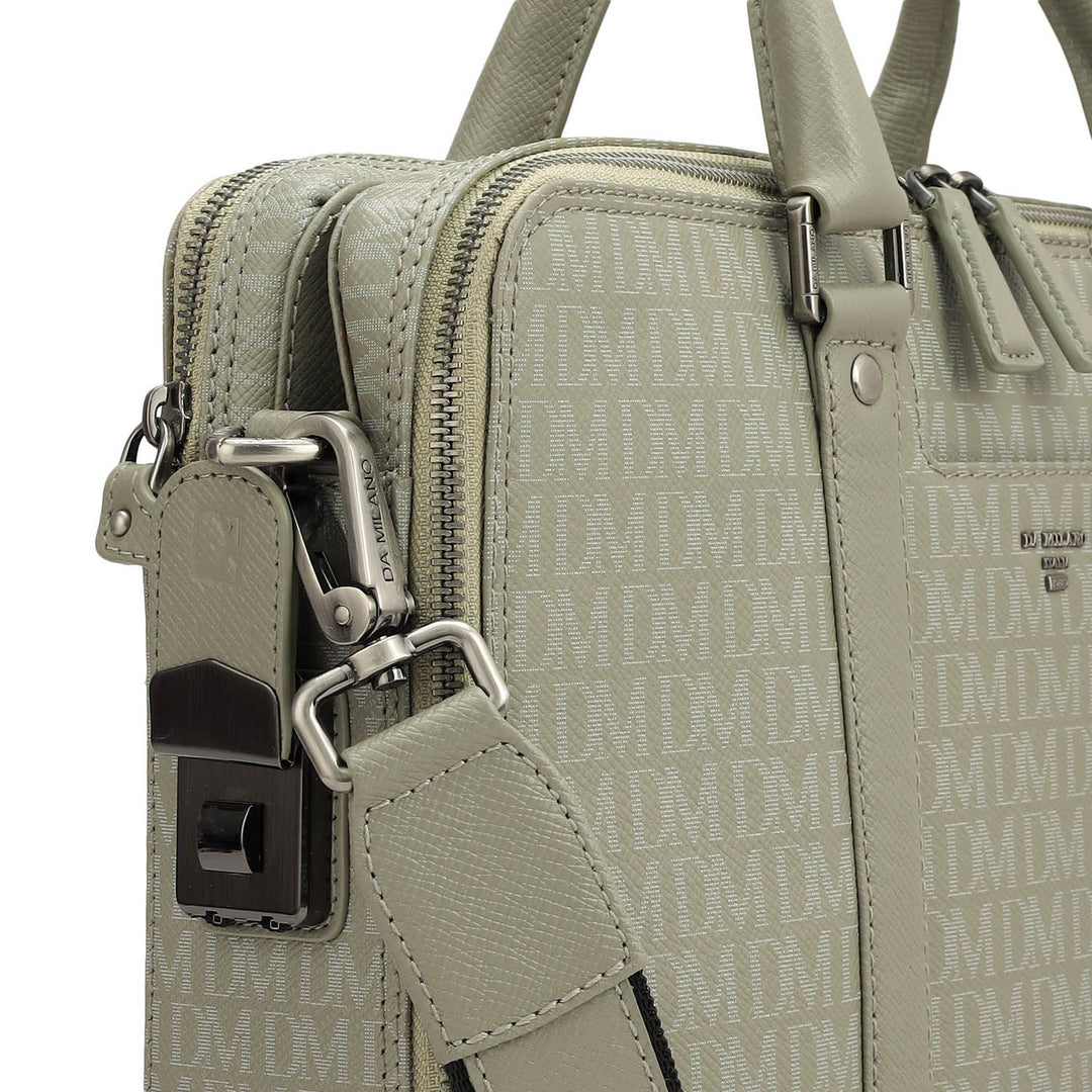 Monogram Franzy Leather Laptop Bag - Stone Grey
