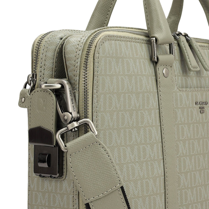 Monogram Franzy Leather Laptop Bag - Stone Grey