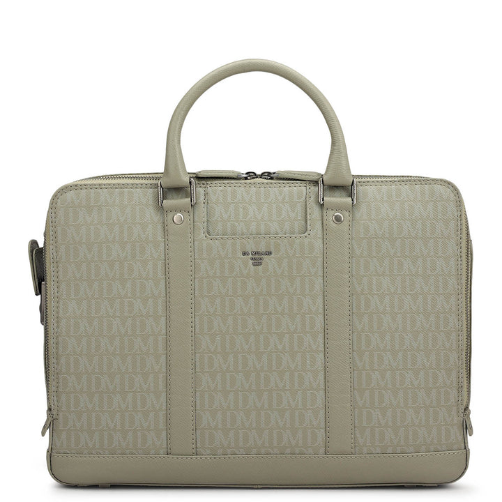 Monogram Franzy Leather Laptop Bag - Stone Grey