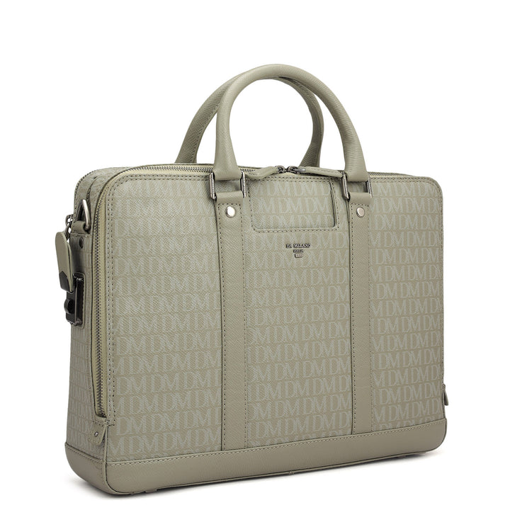 Monogram Franzy Leather Laptop Bag - Stone Grey
