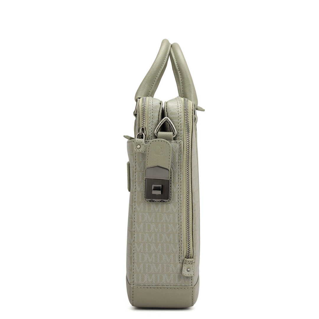Monogram Franzy Leather Laptop Bag - Stone Grey