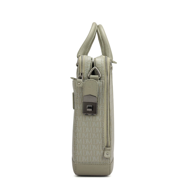 Monogram Franzy Leather Laptop Bag - Stone Grey