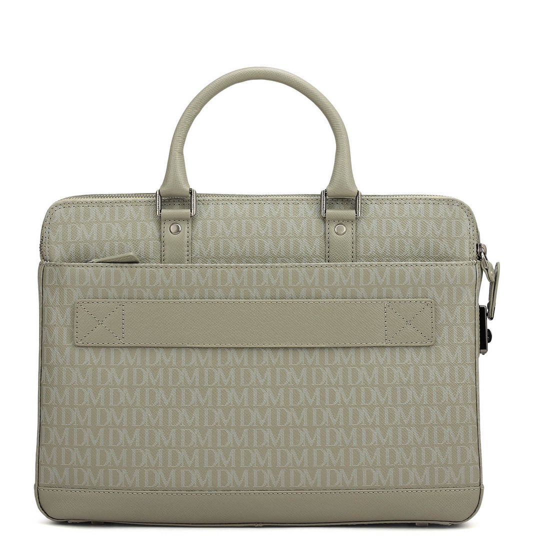Monogram Franzy Leather Laptop Bag - Stone Grey