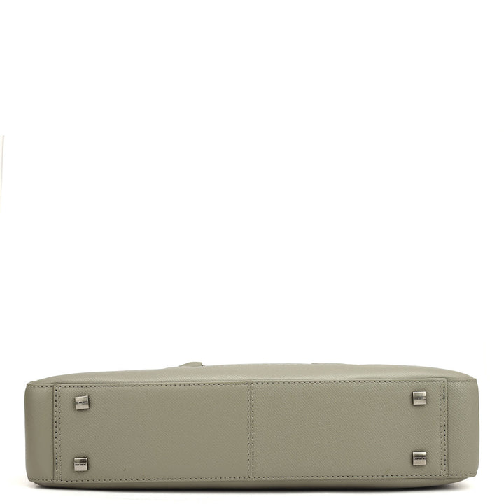 Monogram Franzy Leather Laptop Bag - Stone Grey