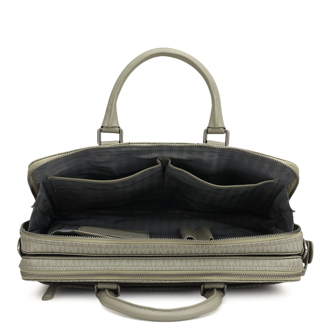 Monogram Franzy Leather Laptop Bag - Stone Grey