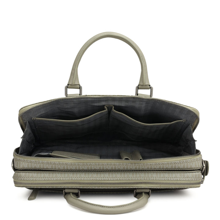 Monogram Franzy Leather Laptop Bag - Stone Grey
