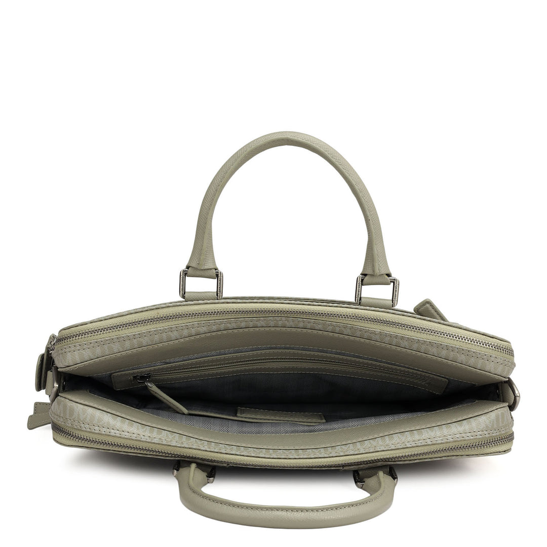 Monogram Franzy Leather Laptop Bag - Stone Grey