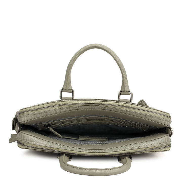 Monogram Franzy Leather Laptop Bag - Stone Grey