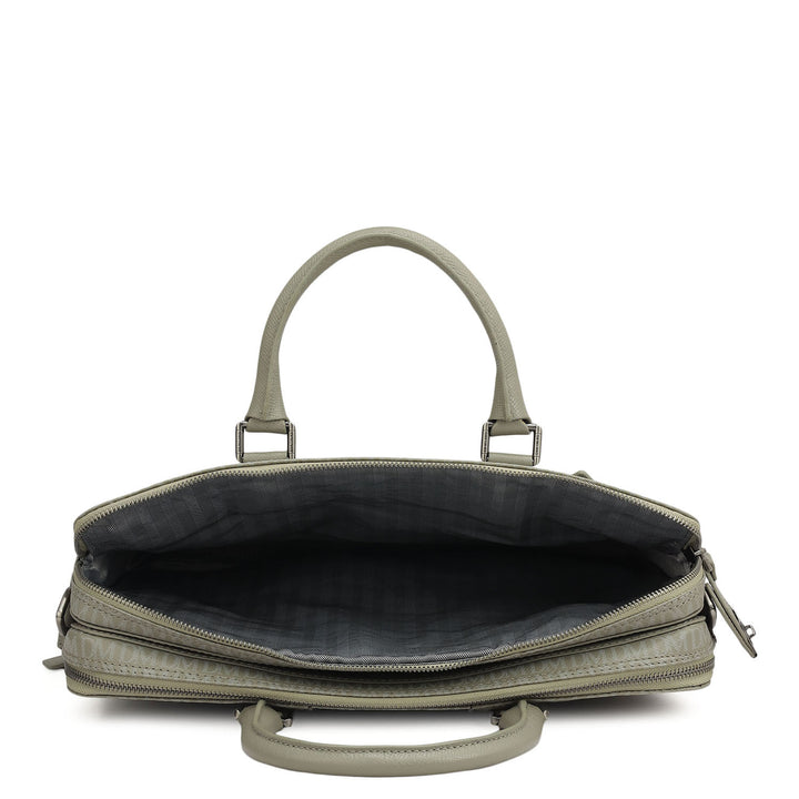 Monogram Franzy Leather Laptop Bag - Stone Grey