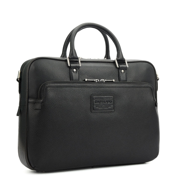 Wax Leather Laptop Bag - Black