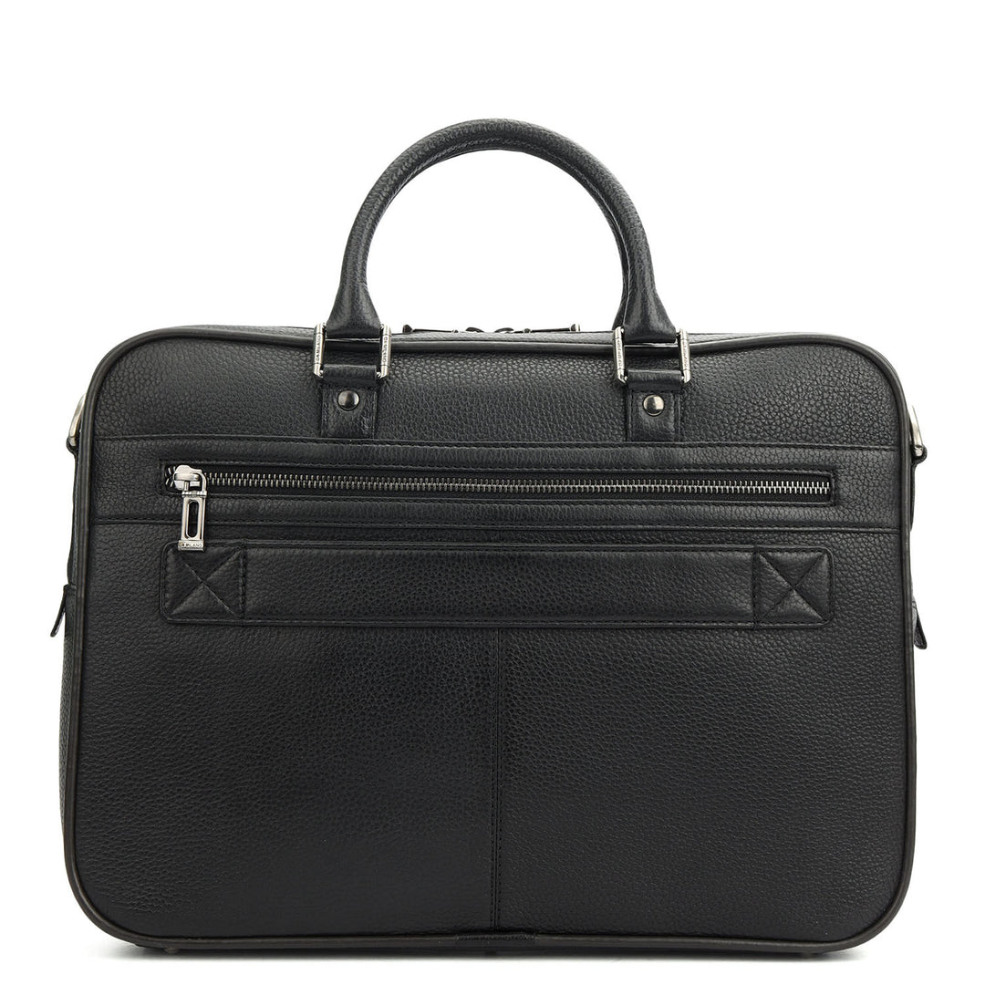 Wax Leather Laptop Bag - Black
